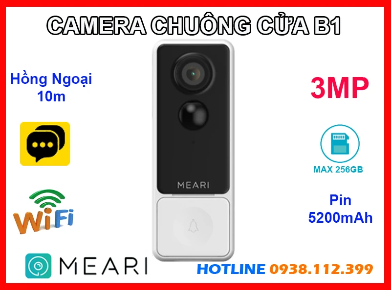 Lắp đặt camera MEARI B1 Camera Chuông Cửa (3MP)